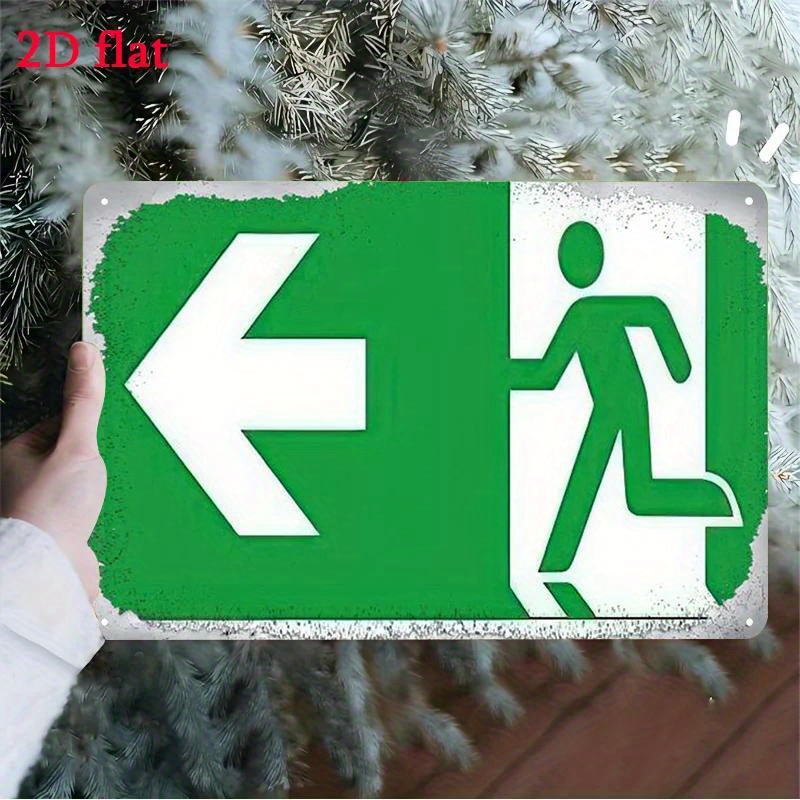 Metal Escape Sign - Green & Wh - Emergency Exit Sign recension och pris