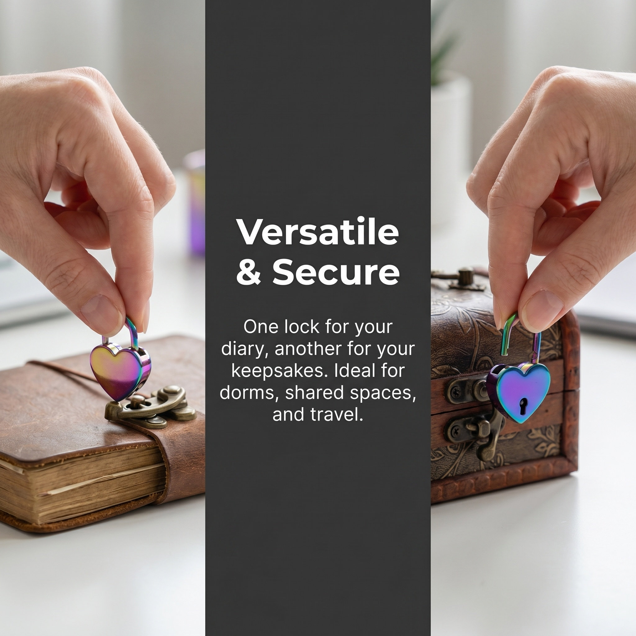 2Set Mini Heart Shaped Padlock - Lockbox Key Secure recension och pris